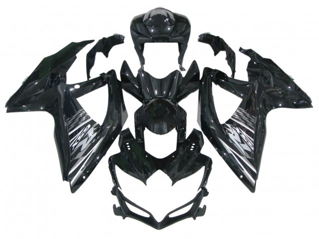 Beste Suzuki GSXR 600 / GSXR 750 Motorrad Verkleidung 2006-2007 - Glanzendes Schwarz Grau Weiss