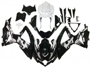 Beste Suzuki GSXR 600 / GSXR 750 Motorrad Verkleidung 2006-2007 - Glanzendes Schwarz Weiss