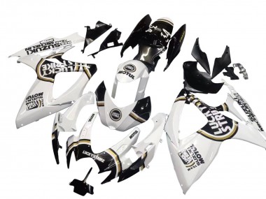 Beste Suzuki GSXR 600 / GSXR 750 Motorrad Verkleidung 2006-2007 - Weiss Schwarz Lucky Strike Motul