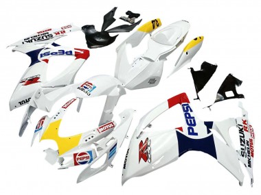Beste Suzuki GSXR 600 / GSXR 750 Motorrad Verkleidung 2006-2007 - Weiss Rot Gelb Motul