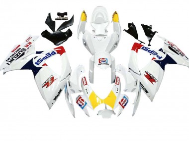 Beste Suzuki GSXR 600 / GSXR 750 Motorrad Verkleidung 2006-2007 - Weiss Rot Gelb Motul