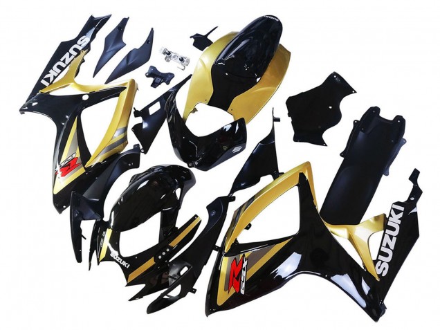 Beste Suzuki GSXR 600 / GSXR 750 Motorrad Verkleidung 2006-2007 - Gold Glanzendes Schwarz Rot