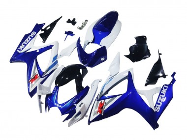 Beste Suzuki GSXR 600 / GSXR 750 Motorrad Verkleidung 2006-2007 - Weiss Blau Glanzendes Schwarz Rot