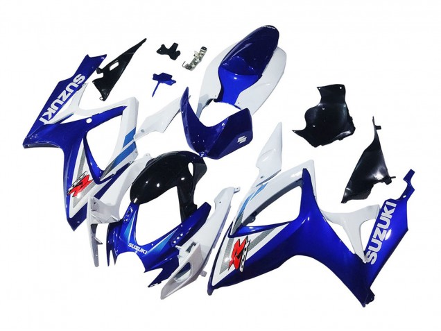 Beste Suzuki GSXR 600 / GSXR 750 Motorrad Verkleidung 2006-2007 - Weiss Blau Glanzendes Schwarz Rot