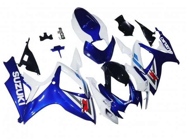 Beste Suzuki GSXR 600 / GSXR 750 Motorrad Verkleidung 2006-2007 - Weiss Blau Glanzendes Schwarz Rot