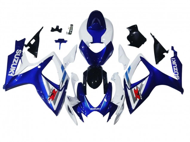 Beste Suzuki GSXR 600 / GSXR 750 Motorrad Verkleidung 2006-2007 - Weiss Blau Glanzendes Schwarz Rot