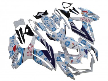 Beste Suzuki GSXR 600 / GSXR 750 Motorrad Verkleidung 2006-2007 - Weiss Blau Schwarz Rot Nastro Azzurro