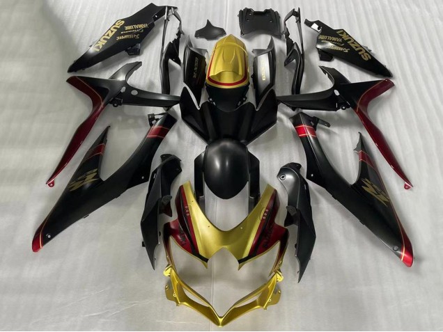 Beste Suzuki GSXR 600 / GSXR 750 Motorrad Verkleidung 2006-2007 - Gold Matt Schwarz Rot
