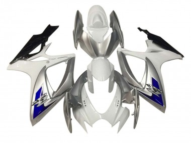 Beste Suzuki GSXR 600 / GSXR 750 Motorrad Verkleidung 2006-2007 - Weiss Silber Blau Schwarz