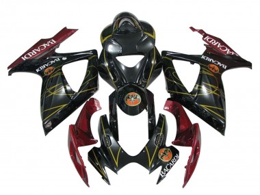 Beste Suzuki GSXR 600 / GSXR 750 Motorrad Verkleidung 2006-2007 - Glanzendes Schwarz Rot Gold