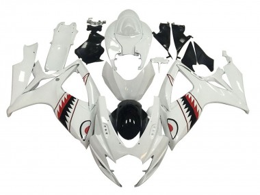 Beste Suzuki GSXR 600 / GSXR 750 Motorrad Verkleidung 2006-2007 - Weiss Rot Schwarz Hai
