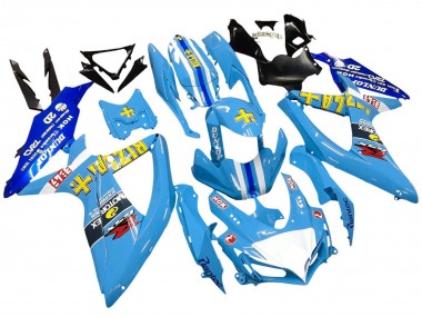 Beste Suzuki GSXR 600 / GSXR 750 Motorrad Verkleidung 2008-2010 - Blau Gelb Rizla