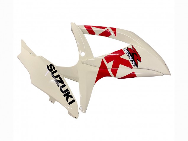 Beste Suzuki GSXR 600 / GSXR 750 Motorrad Verkleidung 2008-2010 - Creme Weiss Rot Schwarz