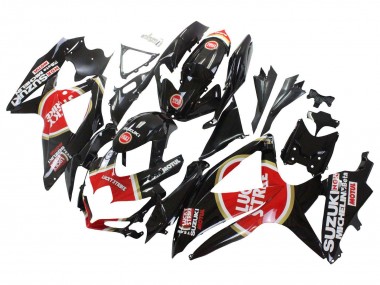 Beste Suzuki GSXR 600 / GSXR 750 Motorrad Verkleidung 2008-2010 - Glanzendes Schwarz Rot Weiss Motul Lucky Strike