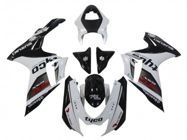 Beste Suzuki GSXR 600 / GSXR 750 Motorrad Verkleidung 2011-2024 - Weiss Schwarz Tyco Leuchtfeuer