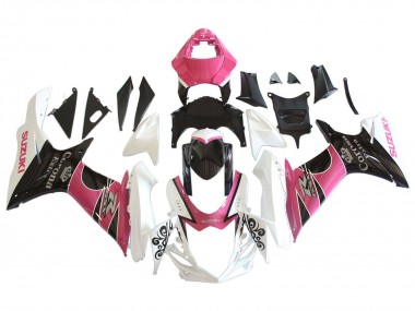 Beste Suzuki GSXR 600 / GSXR 750 Motorrad Verkleidung 2011-2024 - Weiss Rosa Schwarz Corona