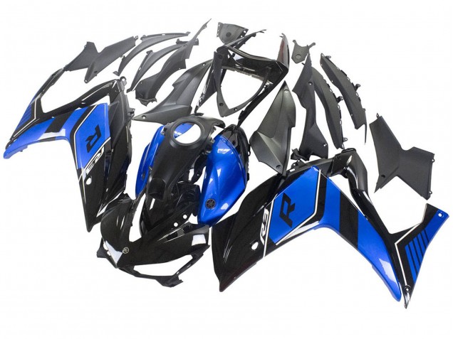 Beste Yamaha YZF R3/R25 Motorrad Verkleidung 2015-2018 - Blau Glanzendes Schwarz