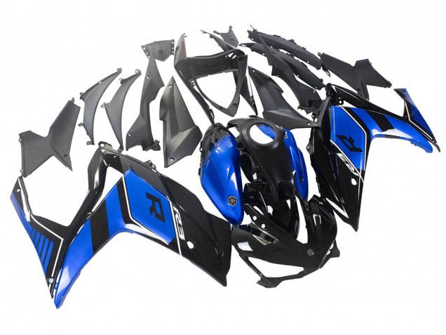 Beste Yamaha YZF R3/R25 Motorrad Verkleidung 2015-2018 - Blau Glanzendes Schwarz