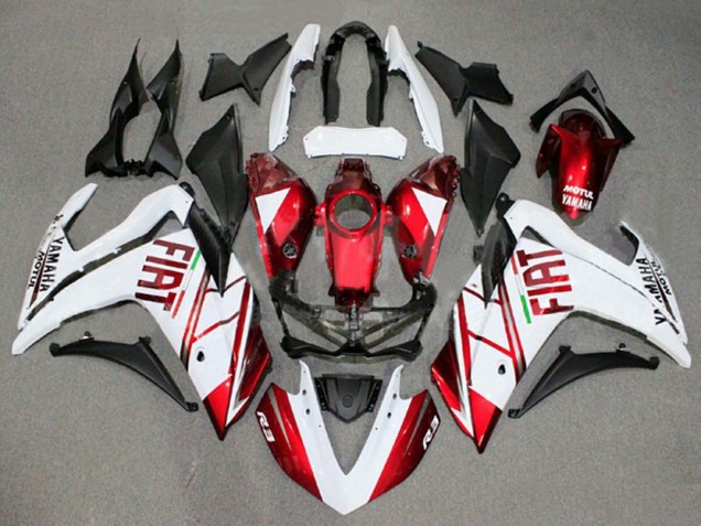 Beste Yamaha YZF R3/R25 Motorrad Verkleidung 2015-2018 - Weiss Rot Fiat Motul