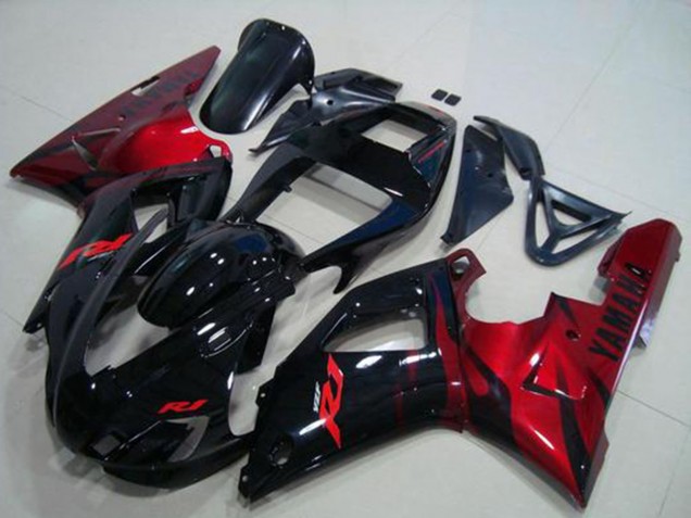 Beste Yamaha YZF R1 Motorrad Verkleidung 1998-1999 - Glanzendes Schwarz Rot