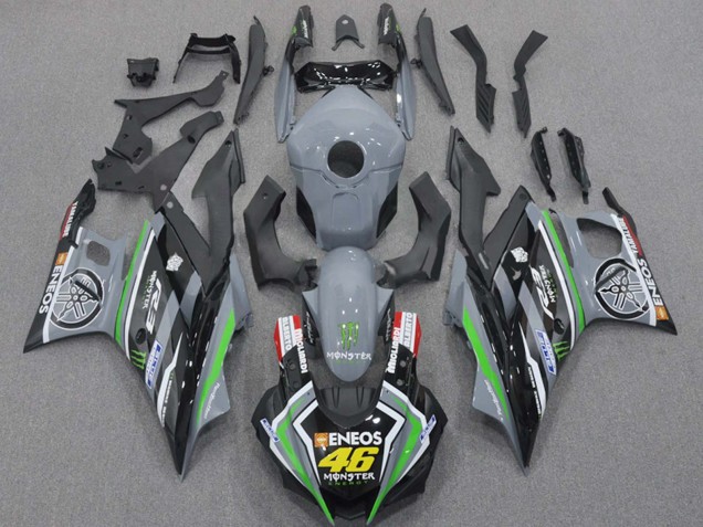 Beste Yamaha YZF R3/R25 Motorrad Verkleidung 2015-2018 - Nardo Grau Grun Schwarz ENEOS Monster 46
