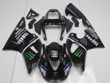 Beste Yamaha YZF R1 Motorrad Verkleidung 1998-1999 - Glanzendes Schwarz Blau Grun Motul Monster Drink