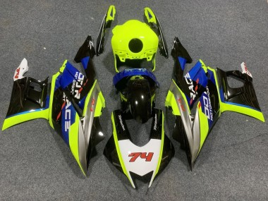 Beste Yamaha YZF R3/R25 Motorrad Verkleidung 2022-2024 - Neon Grun Blau Glanzendes Schwarz 74