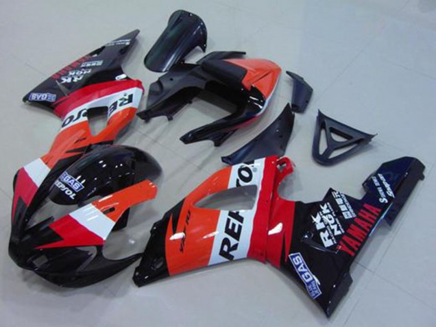 Beste Yamaha YZF R1 Motorrad Verkleidung 2000-2001 - Orange Weiss Rot Schwarz Repsol