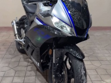 Beste Yamaha YZF R3/R25 Motorrad Verkleidung 2022-2024 - Marble Schwarz Silber Blau Geschmiedet Carbonfaser Stil