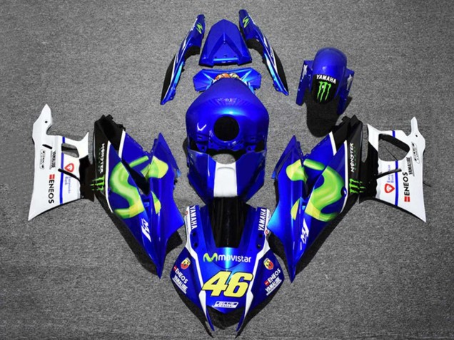 Beste Yamaha YZF R3/R25 Motorrad Verkleidung 2022-2024 - Blau Weiss Schwarz Grun Monster MoviStar Yamalube ENEOS 46