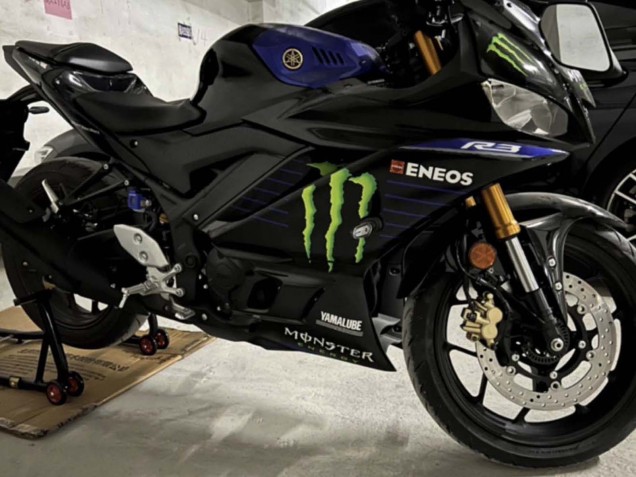 Beste Yamaha YZF R3/R25 Motorrad Verkleidung 2022-2024 - Blau Schwarz Grun Monster Yamalube ENEOS