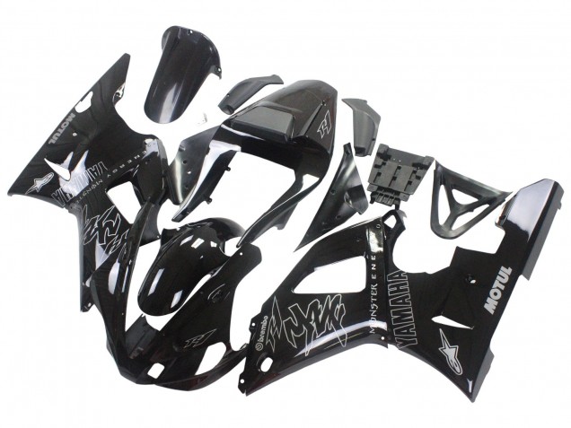 Beste Yamaha YZF 1000 R1 Motorrad Verkleidung 2000-2001 - Glanzendes Schwarz Weiss Monster Motul