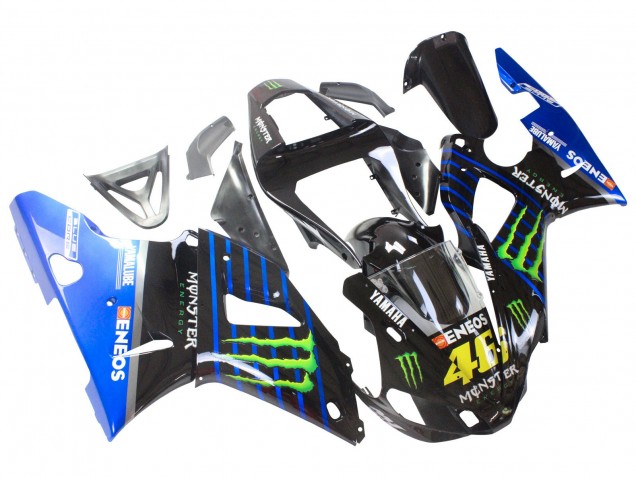 Beste Yamaha YZF 1000 R1 Motorrad Verkleidung 2000-2001 - Blau Schwarz Grun Monster Yamalube ENEOS 46