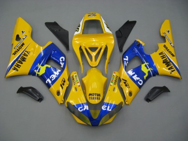 Beste Yamaha YZF 1000 R1 Motorrad Verkleidung 2000-2001 - Weiss Gelb Blau Motul Kamel