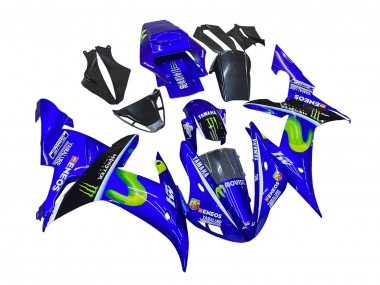Beste Yamaha YZF 1000 R1 Motorrad Verkleidung 2002-2003 - Blau Schwarz Grun MoviStar ENEOS Monster