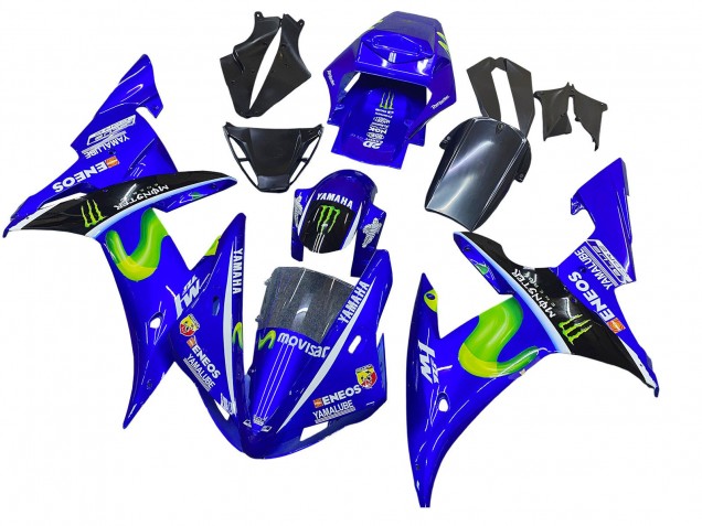 Beste Yamaha YZF 1000 R1 Motorrad Verkleidung 2002-2003 - Blau Schwarz Grun MoviStar ENEOS Monster