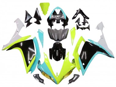 Beste Yamaha YZF 1000 R1 Motorrad Verkleidung 2007-2008 - Hellblau Limetten Grun Schwarz