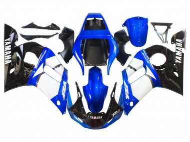 Beste Yamaha YZF 600 R6 Motorrad Verkleidung 1998-2002 - Weiss Blau Glanzendes Schwarz