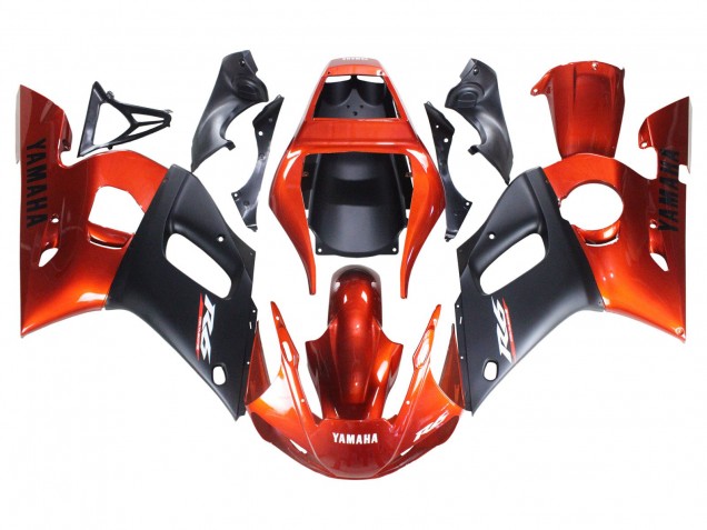 Beste Yamaha YZF 600 R6 Motorrad Verkleidung 1998-2002 - Orange Matt Schwarz