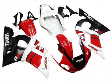 Beste Yamaha YZF 600 R6 Motorrad Verkleidung 1998-2002 - Weiss Rot Glanzendes Schwarz