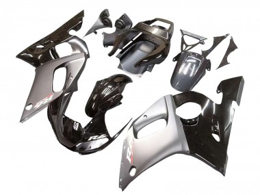 Beste Yamaha YZF 600 R6 Motorrad Verkleidung 1998-2002 - Silber Glanzendes Schwarz