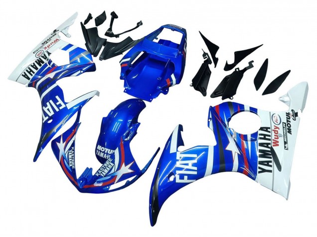 Beste Yamaha YZF R6 Motorrad Verkleidung 2003-2004 - Weiss Blau Fiat Motul Kastinee