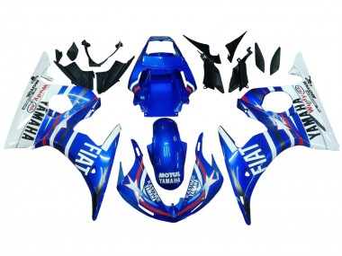 Beste Yamaha YZF R6 Motorrad Verkleidung 2003-2004 - Weiss Blau Fiat Motul Kastinee