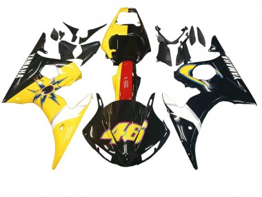 Beste Yamaha YZF R6 Motorrad Verkleidung 2003-2004 - Gelb Rot Glanzendes Schwarz 46