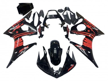 Beste Yamaha YZF R6 Motorrad Verkleidung 2003-2004 - Glanzendes Schwarz Rot