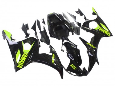 Beste Yamaha YZF R6 Motorrad Verkleidung 2003-2004 - Glanzendes Schwarz Neon Gelb