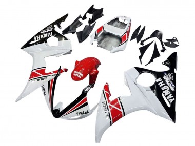Beste Yamaha YZF R6 Motorrad Verkleidung 2003-2004 - Weiss Rot Glanzendes Schwarz Motul