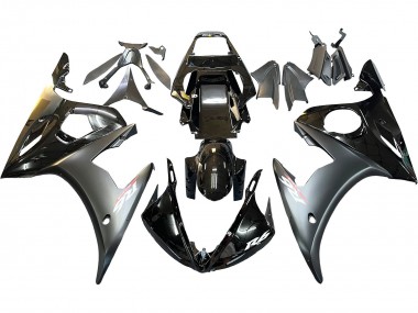 Beste Yamaha YZF R6 Motorrad Verkleidung 2003-2004 - Glanzendes Schwarz Matt Schwarz Gold Chameleon
