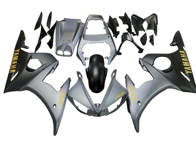 Beste Yamaha YZF 600 R6 Motorrad Verkleidung 2005 - Grau Matt Schwarz Gold
