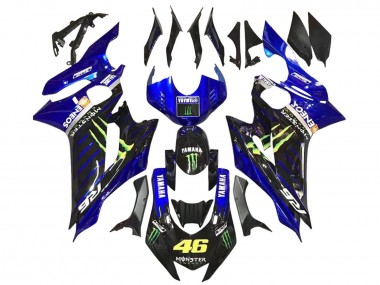 Beste Yamaha YZF 600 R6 Motorrad Verkleidung 2017-2023 - Blau Glanzendes Schwarz Grun Monster ENEOS Yamalube